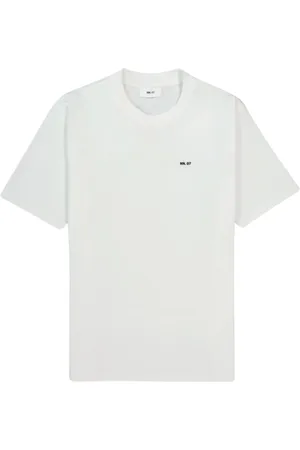 NN.07 Koszulki, Mężczyzna, Biały, S, Haftowany Biały Bawełniany T-shirt