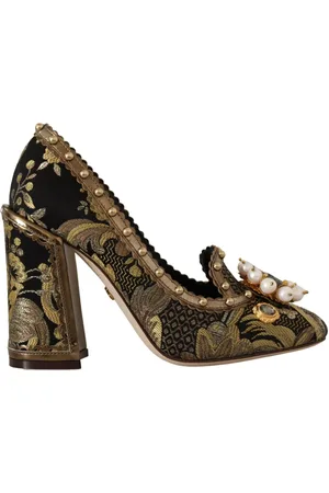 Dolce & Gabbana Buty, Kobieta, Żółty, 36 EU, Bawełna, Eleganckie Zote Pompy z Brokatem