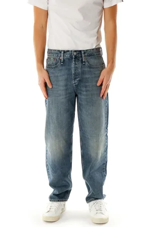 Denham Jeansy, Mężczyzna, Niebieski, W34 L30, Denim, Luźne Spodnie z Zwężaną Nogawką i Średnim Stanem