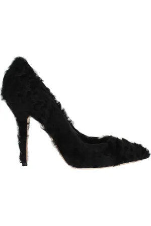 Dolce & Gabbana Buty, Kobieta, Czarny, 40 EU, Skóra, Eleganckie Xiangao Obcasy z futra skóry
