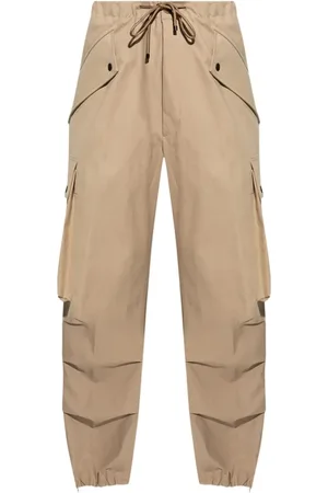 DRIES VAN NOTEN Spodnie, Mężczyzna, brązowy, M, Bawełna, Spodnie cargo z kieszeniami 3D