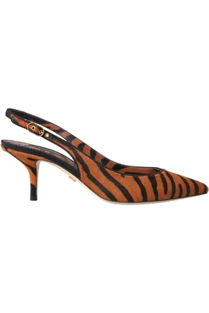 Dolce & Gabbana Buty, Kobieta, Wielobarwność, 37 EU, Zebra Print Skórzane Sandały Slingback