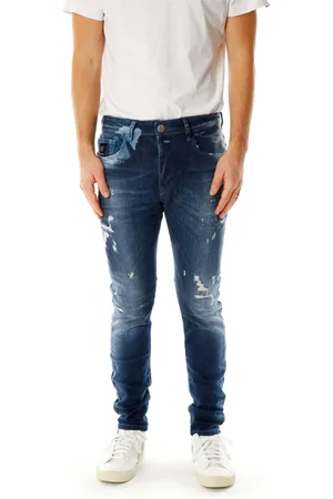 Elias Rumelis Jeansy, Mężczyzna, Niebieski, W30, Jeansyy Slim Fit z efektami zużycia