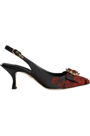 Dolce & Gabbana Buty, Kobieta, Wielobarwność, 36 EU, Kwiatowe Slingbacki Czarne Kryształowy Obcas