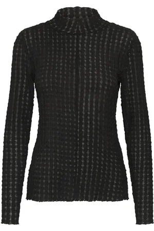 Karen by Simonsen Koszulki, Kobieta, Czarny, L, Bluza Slim-fit Meteorite z wysokim kołnierzem