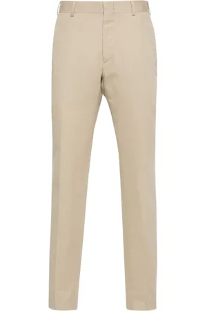 BRIONI Spodnie, Mężczyzna, Beżowy, XL, Spodnie Slim Fit Beżowy Lniano-Bawełniane