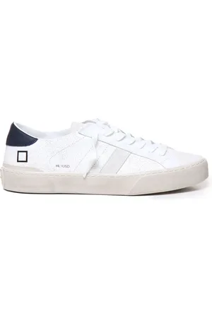 D.A.T.E. Buty, Mężczyzna, Biały, 40 EU, Białe Niebieskie Skórzane Sneakersy Podeszwa z Paskiem