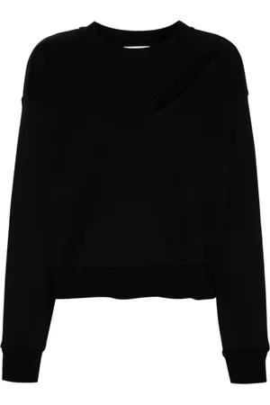 Alexander McQueen Bluzy, Kobieta, Czarny, S, Czarna koszulka z haftowanym logo