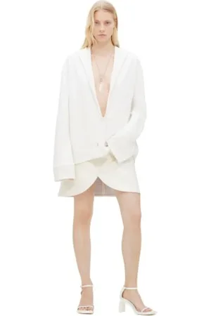 Courrèges Bluzy, Kobieta, Biały, S, Bawełna, Biała modna bluza z kapturem