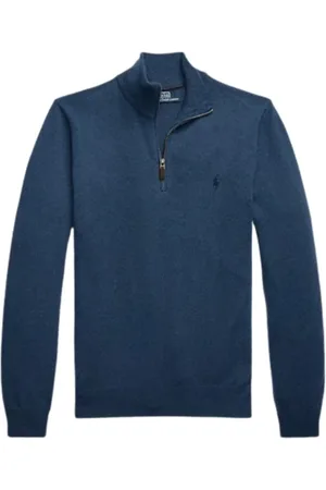 Ralph Lauren Swetry, Mężczyzna, Niebieski, S, Wełna, Pociągnij półzamek wełna