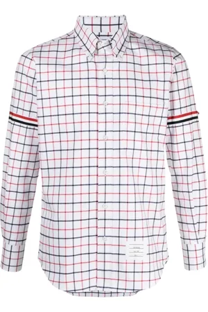 Thom Browne Koszule, Mężczyzna, Wielobarwność, L, Bawełna, Koszula w kratę Tattersall