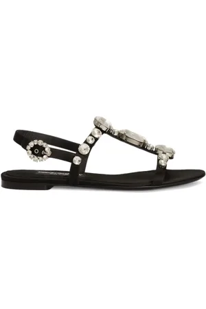 Dolce & Gabbana Buty, Kobieta, Czarny, 40 EU, Sandały z kryształkami