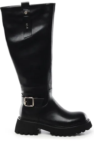 V°73 Buty, Kobieta, Czarny, 38 EU, Czarne Buty z Kwadratowym Nosem i Zamek Błyskawiczny