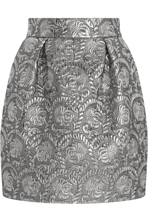 Dolce & Gabbana Spódnice, Kobieta, Szary, M, Spódnica Midi z Broszki i Kieszeniami