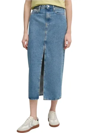Calvin Klein Spódnice, Kobieta, Niebieski, W30, Jasne Spódnice Dżinsowe