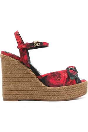 Dolce & Gabbana Buty, Kobieta, Czerwony, 39 EU, Kwiatowy Obcas Sandały