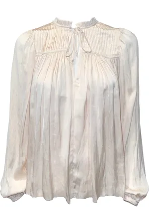 ULLA JOHNSON Bluzki, Kobieta, Biały, XS, Bluzka z falbaną V-Neck Freja Styl