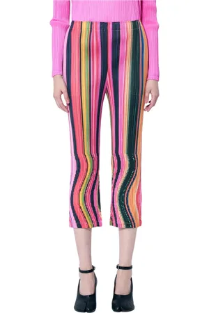 Issey Miyake Spodnie, Kobieta, Wielobarwność, XL, Poliester, Plisowane spodnie Warp