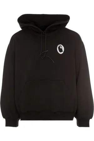 Carhartt Bluzy, Mężczyzna, Czarny, S, Bawełna, Bluza z kapturem Charm Link z kieszenią kangurką