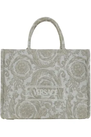 VERSACE Torebki, Kobieta, Beżowy, ONE SIZE, Torba Athena z nadrukiem Barocco i haftowanym monogramem