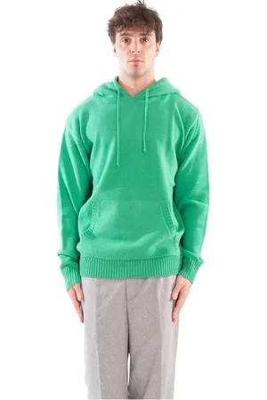 Seven Gauge Bluzy, Mężczyzna, Zielony, M, Sweter z kapturem z wełny owczej
