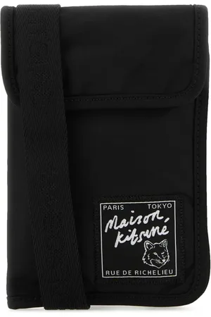 Maison Kitsuné Akcesoria, Mężczyzna, Czarny, ONE SIZE, Nylon, Nylonowe etui na telefon