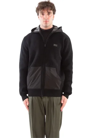 MC2 SAINT BARTH Bluzy, Mężczyzna, Czarny, L, Merino Ribbed Hoodie