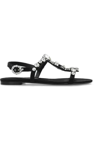 Dolce & Gabbana Buty, Kobieta, Czarny, 38 EU, Sandały z dekoracyjnym wykończeniem