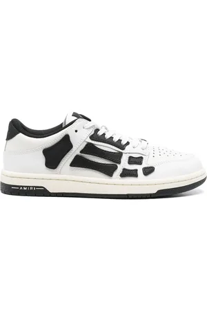 AMIRI Buty, Kobieta, Biały, 37 EU, Białe/czarne skórzane trampki z wiązaniem