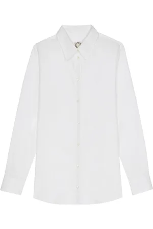 Inès de la Fressange Bluzki, Kobieta, Biały, L, Granatowa Bawełniana Koszula Slim Fit