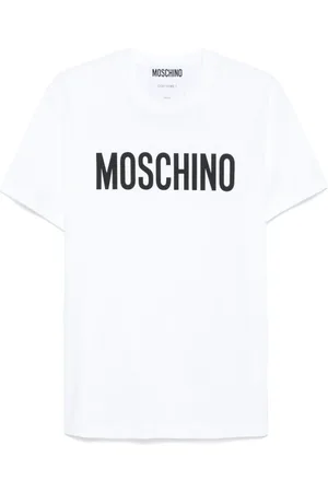 Moschino Koszulki, Mężczyzna, Biały, M, Biała Koszulka z Okrągłym Dekoltem i Krótkimi Rękawami