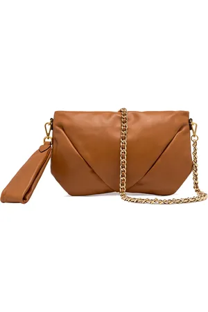 Gianni chiarini Torebki, Kobieta, brązowy, ONE SIZE, Skóra, Elegancka skórzana brązowa kopertówka wieczorowa