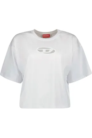 Diesel Koszulki, Kobieta, Biały, S, Biała Crop T-shirt z krótkimi rękawami