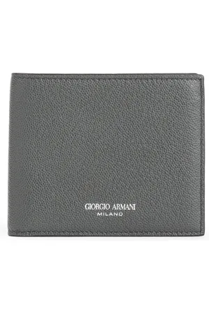 Giorgio Armani Akcesoria, Mężczyzna, Zielony, ONE SIZE, Zielona Skórzana Portfel Składany