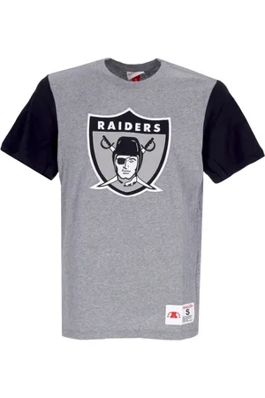 Mitchell & Ness Koszulki, Mężczyzna, Szary, M, Oakland Raiders Koszulka z Blokami Kolorów