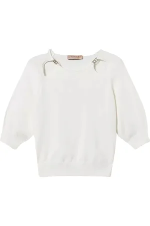 Twin-Set Swetry, Kobieta, Biały, S, Cut Out Oval T-Shirt