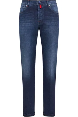 Kiton Jeansy, Mężczyzna, Niebieski, W34, Bawełna, Niebieskie dżinsy slim-fit z bawełny