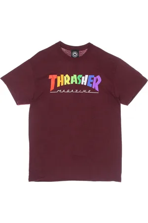 Thrasher Koszulki, Mężczyzna, brązowy, XL, Wielokolorowy Tęczowy Tee Maroon Męska Koszulka