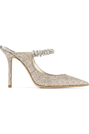 Jimmy Choo Buty, Kobieta, Szary, 38 EU, Skóra, Srebrne Sandały z Kryształowym Paskiem