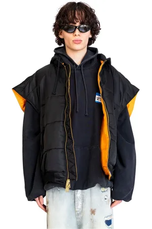 Vetements Kurtki, Mężczyzna, Czarny, M, Czarna Kamizelka Bomber z Kapturem