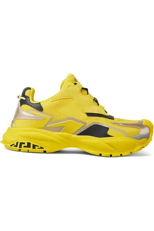 VERSACE Buty, Mężczyzna, Żółty, 41 EU, Żółte Sneakersy Z Sznurówką Okrągły Nosek