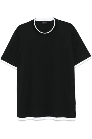 BRIONI Koszulki, Mężczyzna, Czarny, XL, Koszulka z haftowanym logo i okrągłym dekoltem