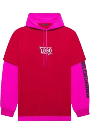 Balenciaga Bluzy, Kobieta, Różowy, S, Len, Bluza z kapturem Czerwona Fioletowa Unisex