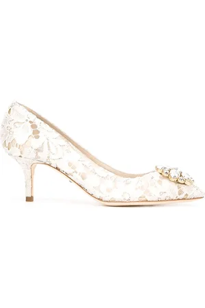 Dolce & Gabbana Buty, Kobieta, Biały, 39 EU, Eleganckie Czarne Skórzane Obcasy