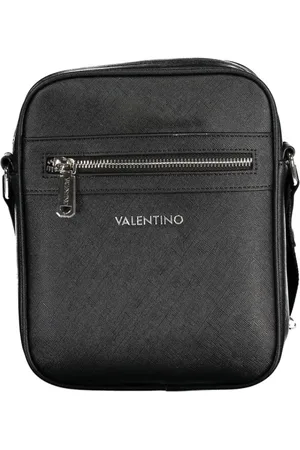 Valentino by Mario Valentino Torebki, Mężczyzna, Czarny, ONE SIZE, Len, Czarna torba na ramię z regulowanym paskiem