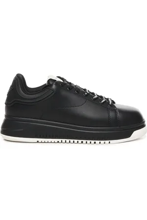Emporio Armani Buty, Mężczyzna, Czarny, 45 EU, Czarne sneakersy z detalami logo