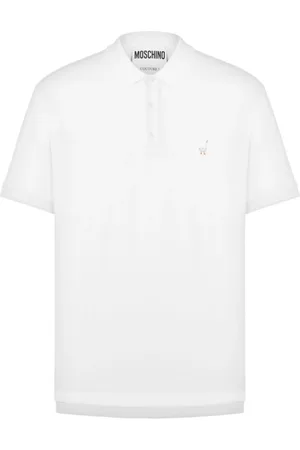 Moschino Koszulki, Mężczyzna, Biały, XL, Biały polo z haftem