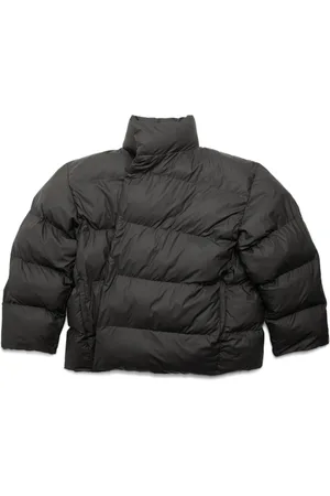 Balenciaga Kurtki, Kobieta, Czarny, M, Nylon, Czarna Kurtka Puchowa z Zapięciem na Rąbek