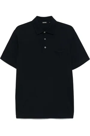 Ermenegildo Zegna Koszulki, Mężczyzna, Niebieski, 2XL, Bawełna, Granatowy sweter polo z kieszenią na piersi