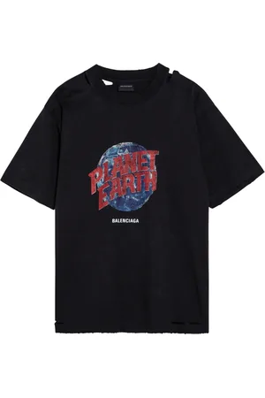 Balenciaga Koszulki, Mężczyzna, Czarny, S, Len, T-shirt z krótkim rękawem i okrągłym dekoltem